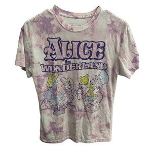 Disney Alice In Wonderland Tie-Dye Graphic T-Shirt Purple Pink Cotton Sz XS